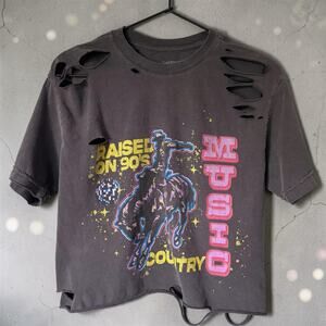Custom Distressed 90's Country Music Cropped Tee
